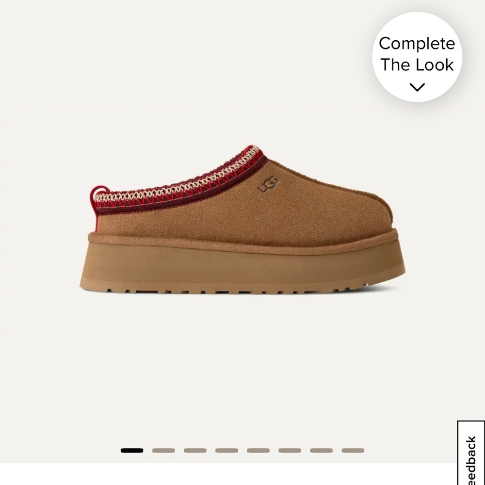 BRAND NEW UGG Tan Slip-On Shoes with Red Accent - NEVER WORN